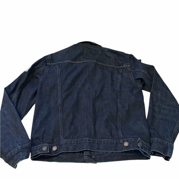 Gap Mens Trucker Jean Jacket-Three Patches on Front-Dark Indigo Color-Size Small - Picture 6 of 13